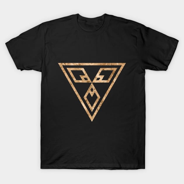 Gold Geometric Glyph Mandala Sigil Rune Sign Seal  -  495 T-Shirt by Holy Rock Design